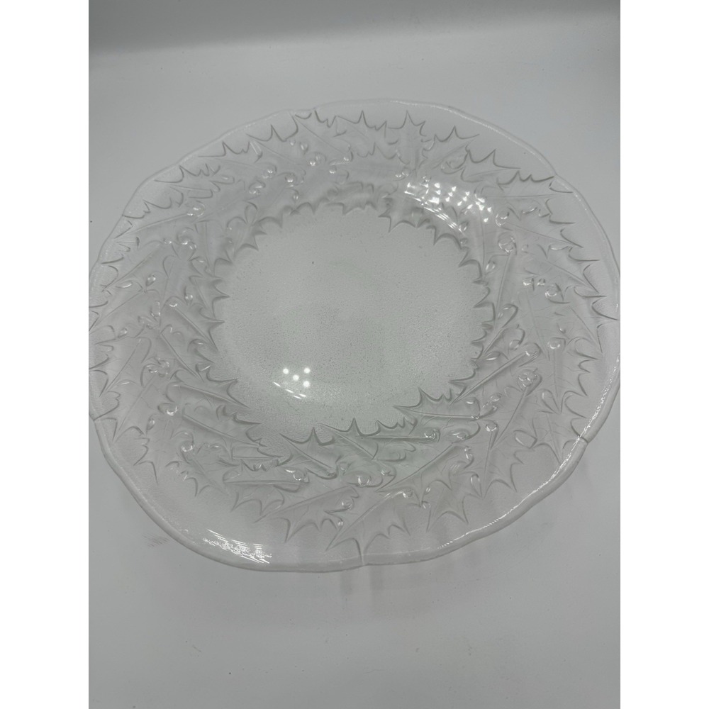 Vintage 1980s Mikasa Crystal Holly Christmas‎ Platter 14" RC189/313